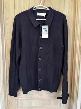 Casual Friday Men Cardigan Size S Navy Blue Button Preppy Knit Sweater NWT Golf